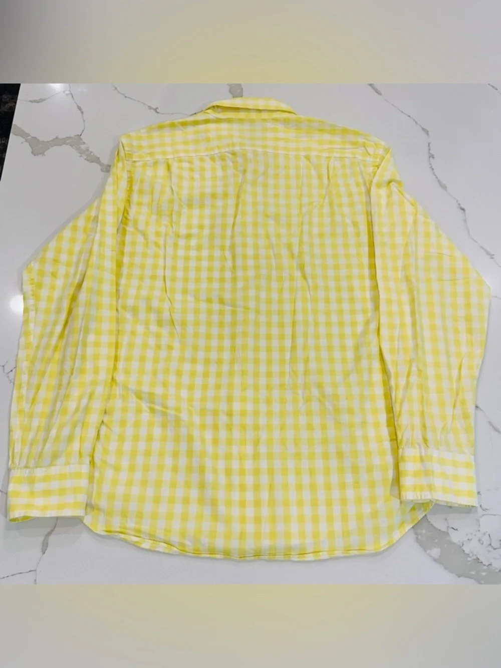 Vintage J. Crew Yellow Gingham Button Down Shirt Mens L Preppy Colorful Y2K 90s